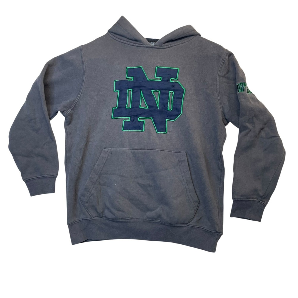 Colosseum Notre Dame Fighting Irish Youth Hoodie Grey Navy Blue S 8-10 NCAA